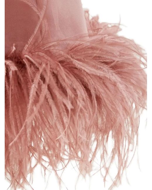 16Arlington Pink Davis Tie-Neck Feather Dress