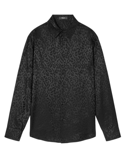 Versace Black Leopard-print Shirt for men