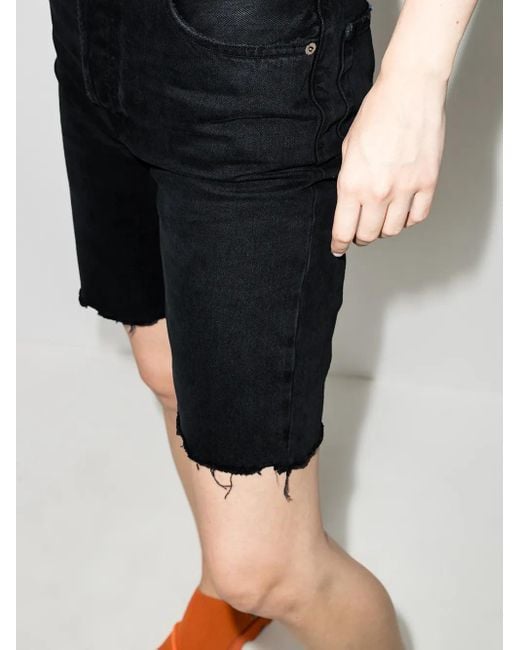 Agolde Black Knee-Length Denim Shorts