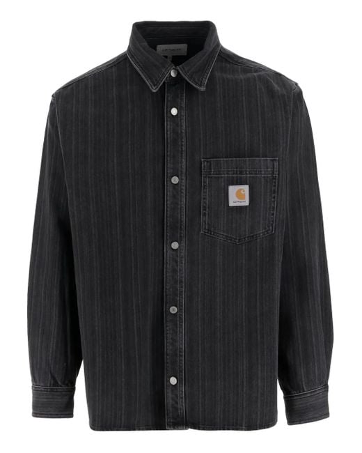 Carhartt Katoenen Overhemd Met Gestreepte Zak in het Black voor heren