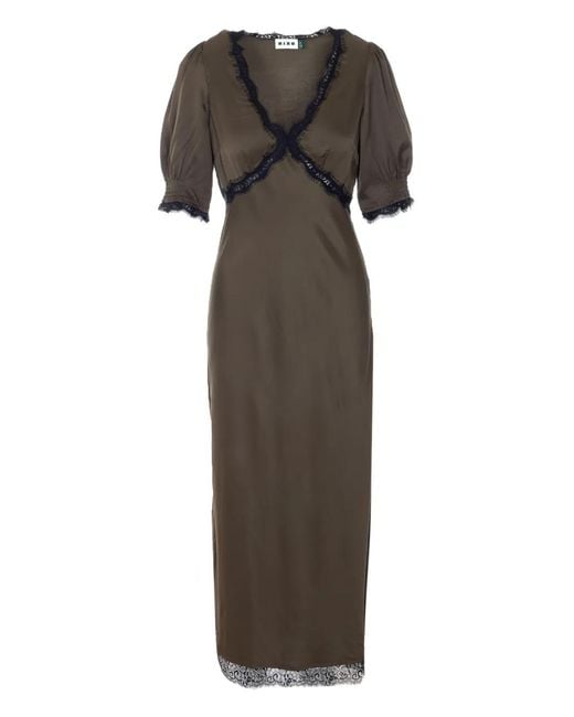 Rixo Green Annina Lace V-Neck Midi Dress