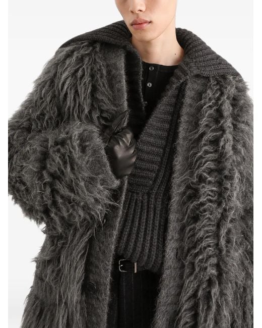 Dolce & Gabbana Gray Fur-Effect Mohair Cardigan for men