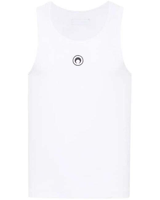 MARINE SERRE White Logo Organic Cotton Tank Top for men