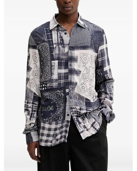 Desigual Blue Patchwork-Print Shirt for men