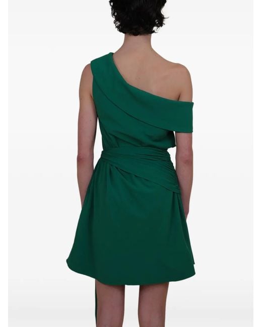 Azeeza Green Kavari One-Shoulder Tie Mini Dress
