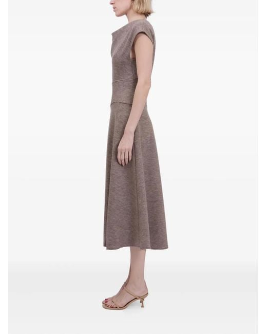 Jonathan Simkhai Brown Cowl-Neck Flared Dress