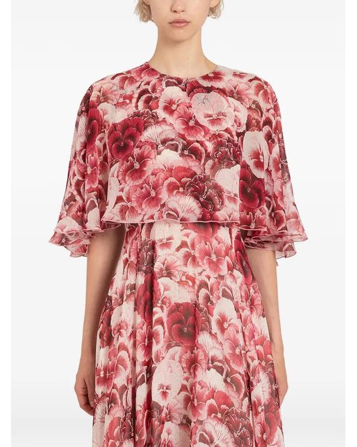 Giambattista Valli Red Floral Maxi Dress