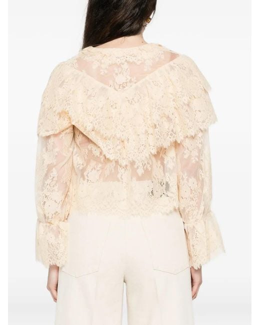 Rixo Natural Ruffled Lace Blouse