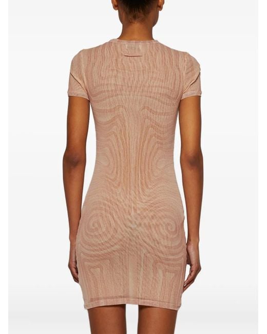 Jean Paul Gaultier Mesh Mini-Jurk Met Print in het Natural