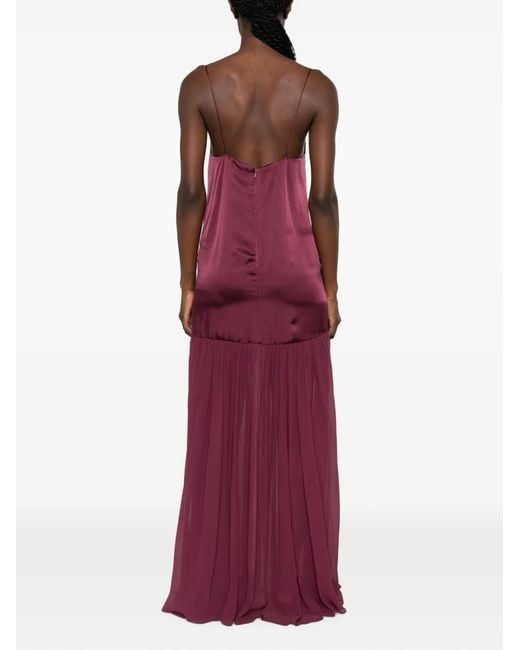 Anine Bing Purple Clementine Pleated-Skirt Maxi Dress