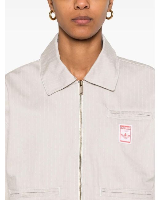 Adidas White Aop Cropped Jacket