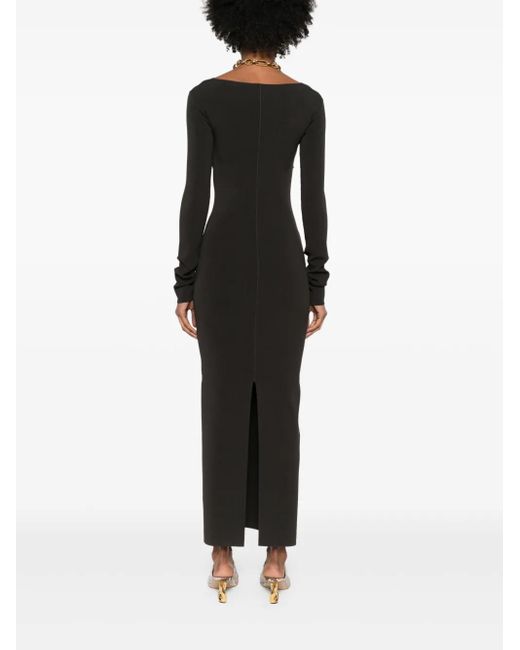 Nanushka Black Seam-Detail Ribbed Midi Dress