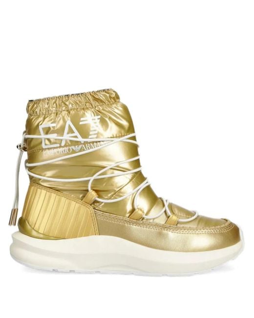 EA7 Natural Metallic Puffer Ankle Boots