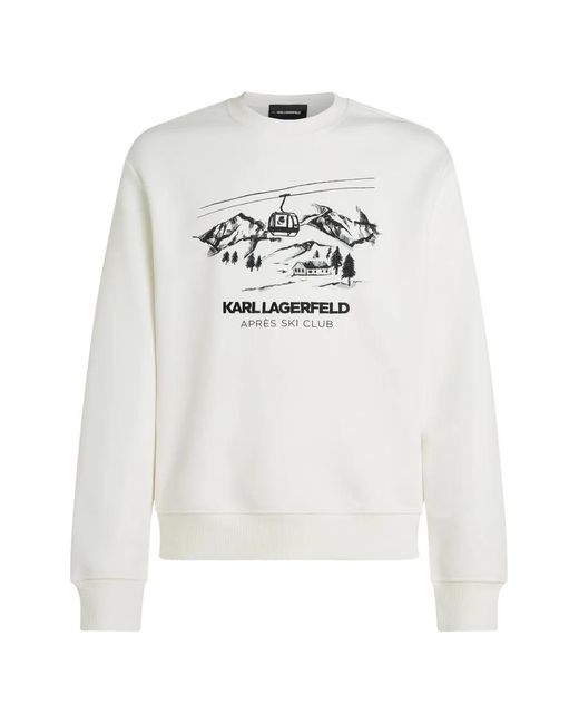 Karl Lagerfeld White Après Ski Club Sweatshirt for men