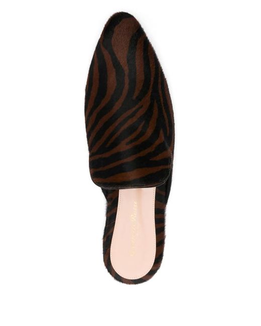 Gianvito Rossi Brown Zebra-Print Slippers