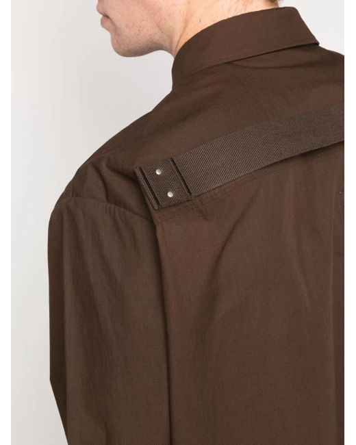 Camisa oversize con cuello italiano Rick Owens de hombre de color Brown