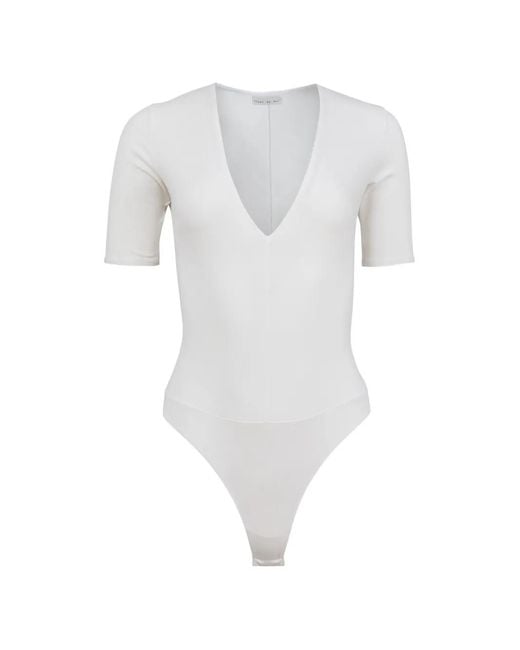 Fleur du Mal White Deep Plunge Bodysuit