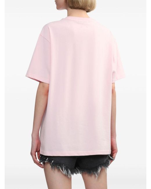 SJYP Pink Graphic-print Cotton T-shirt