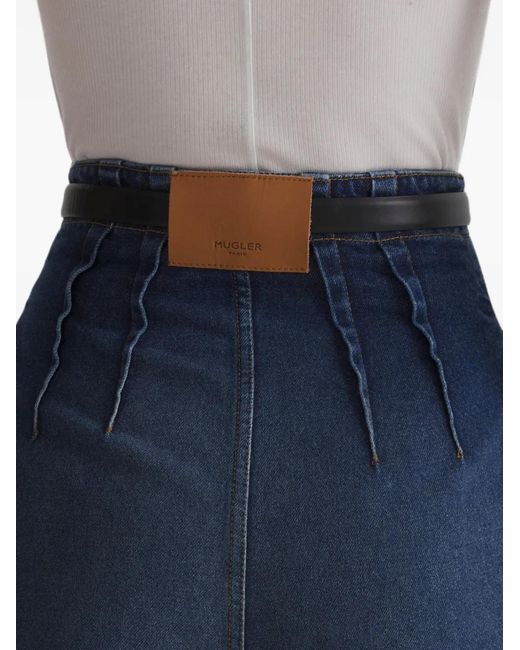 Mugler Blue Pantalon En Jean À Taille Haute