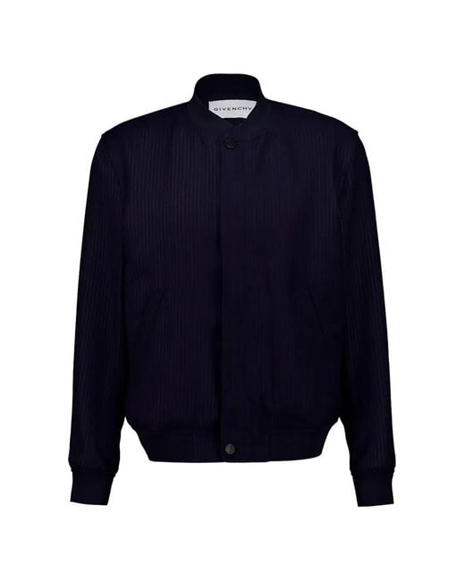Givenchy Blue Pinstriped Bomber Jacket for men