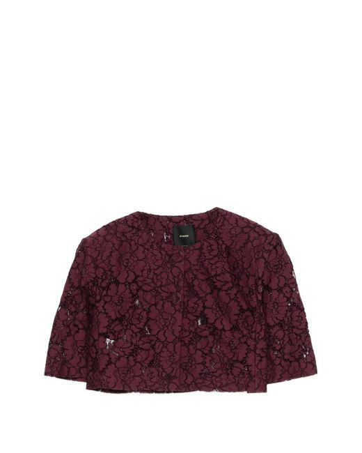 Pinko Purple Cropped Jacket With Floral Detail