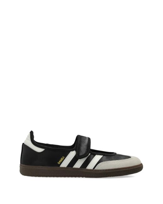 Adidas White Ballerines Samba Jane À Attache Scratch