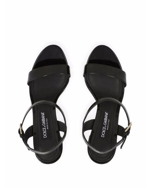 Dolce & Gabbana Black Leather Platform Sandals 105