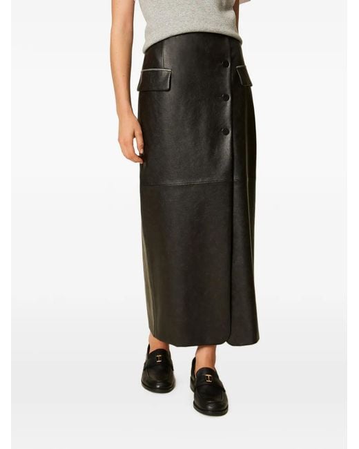 Twinset Gray Long Wrap-Around Skirt
