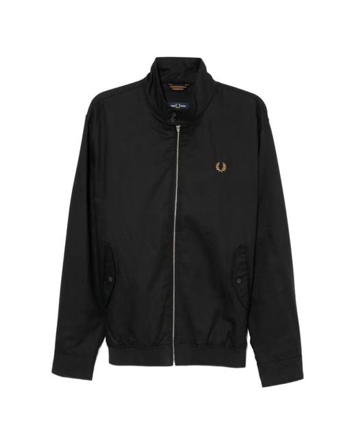 Fred Perry Black Logo-Embroidered Jacket for men