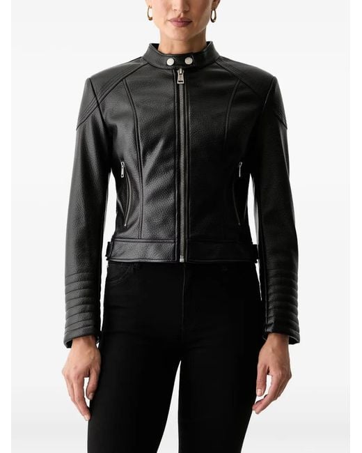 Guess Black Textured-Finish Panelled Jacket