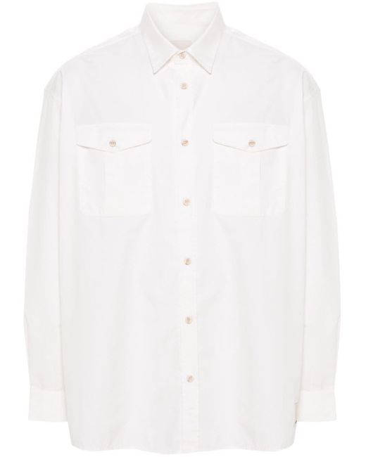 Emporio Armani White Chest-Pockets Cotton Shirt for men