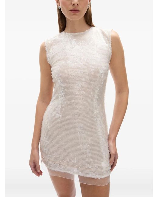 Rachel Gilbert Natural Kaia Sequin Mini Dress