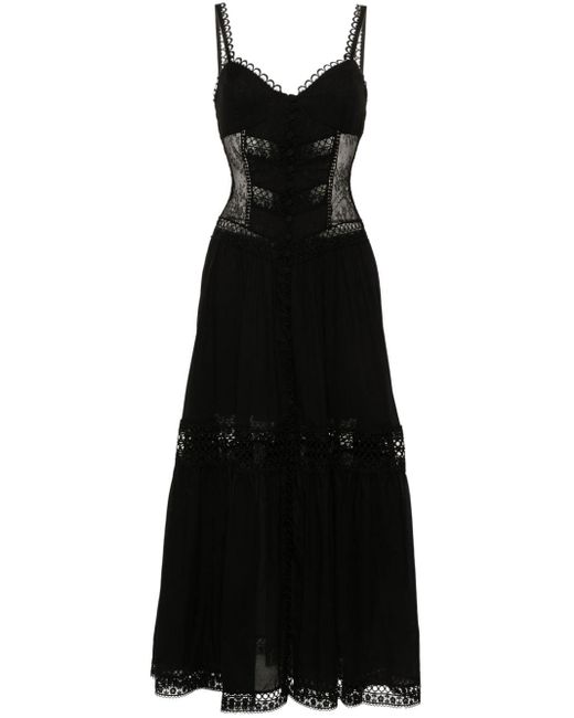 Charo Ruiz Black Floral-lace Maxi Dress