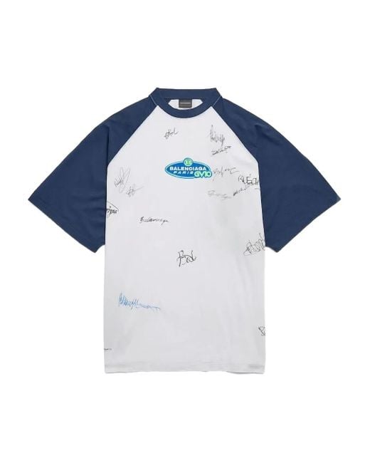 Balenciaga Blue Banana Raglan-Sleeve T-Shirt for men