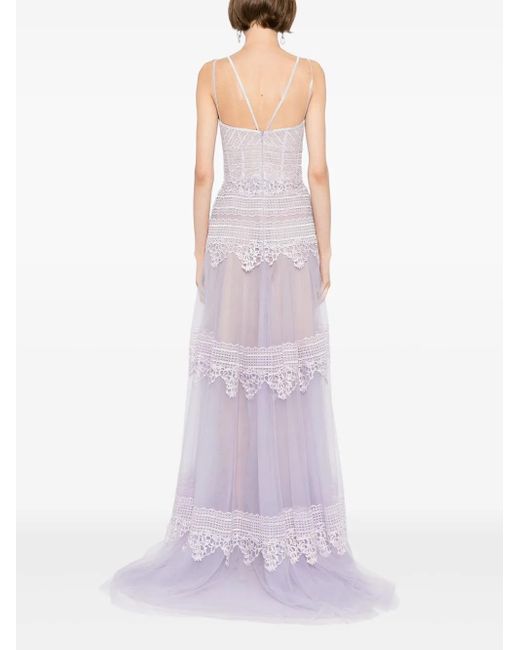 Saiid Kobeisy Purple Lace Sleeveless Dress