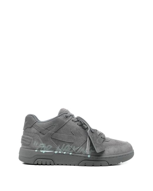 Off-White c/o Virgil Abloh Gray Out Of Office "For Walking" Suede Sneakers for men