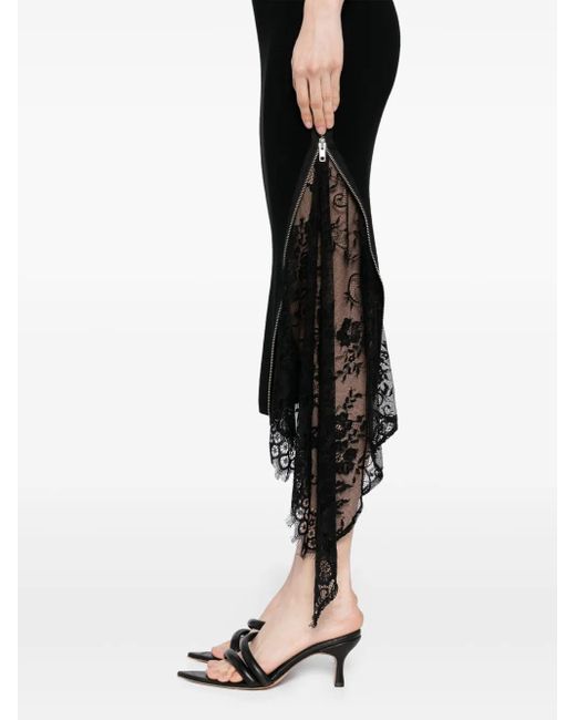 Robe Mi-Longue À Empiècements En Dentelle Monse en coloris Black