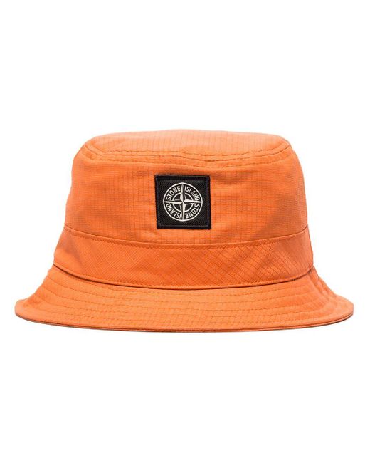 Bob à patch logo Stone Island pour homme en coloris Orange