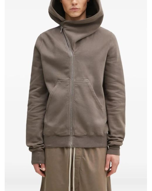 Rick Owens Asymmetric Zipped Hoodie in Grey for Men | Lyst UK