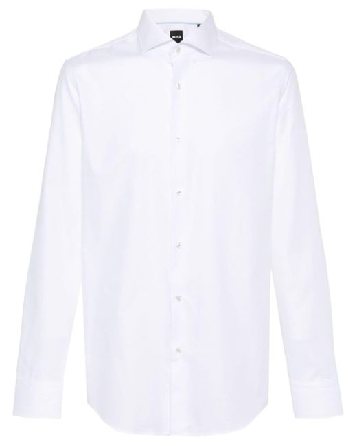 Chemise en coton à manches longues Boss pour homme en coloris White