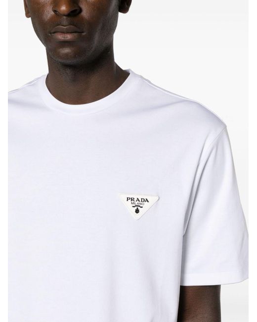 Camiseta con parche del logo Prada de hombre de color White