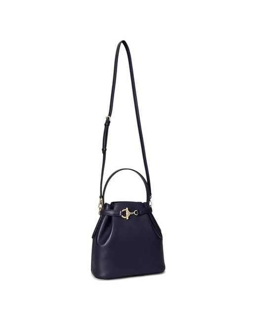 Ralph Lauren Blue Medium Blaike Buckle-Detail Bucket Bag