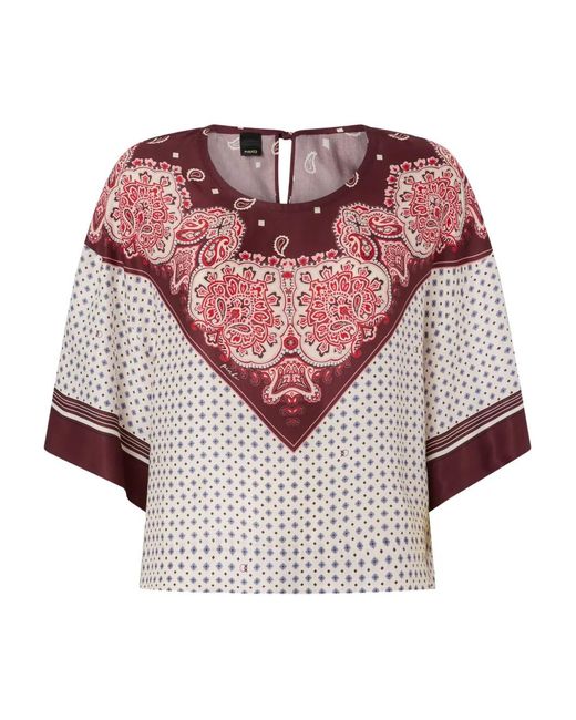 Pinko Pink Blouse With Tie Motif And Placed Print