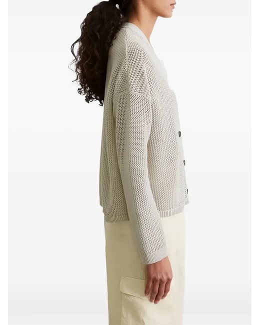 Marc O' Polo White Ribbed-Knit Button-Down Cardigan