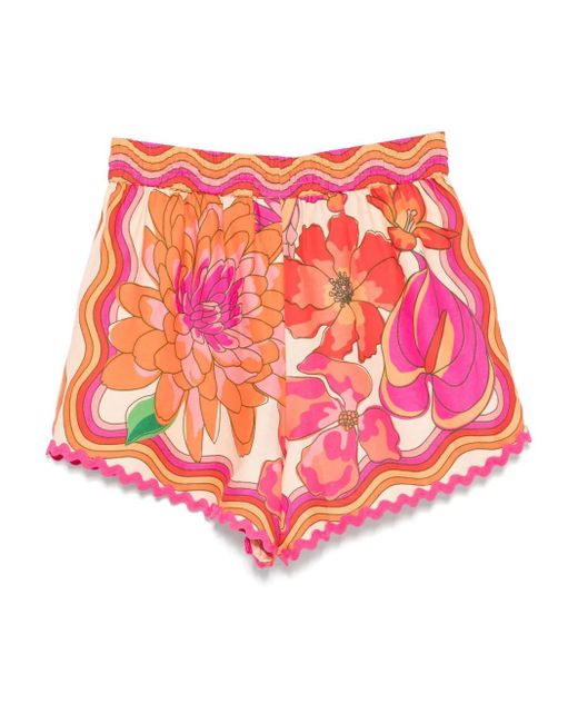 Farm Rio Pink Floral-Print Shorts