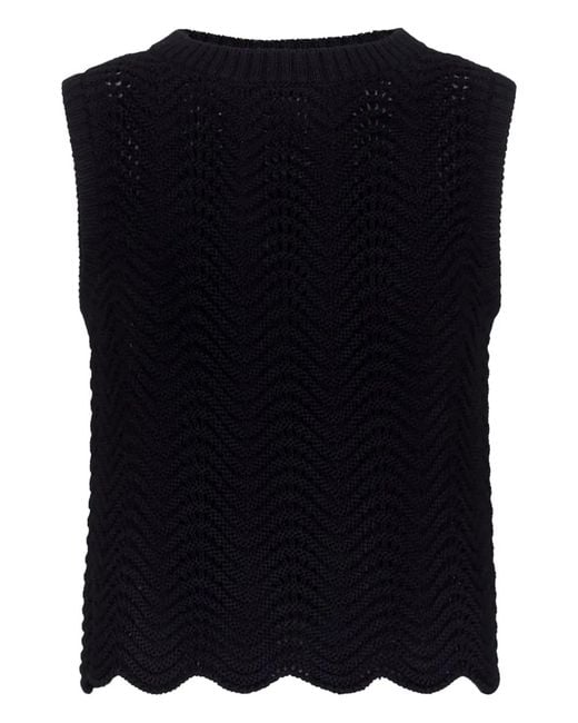 Loulou de Saison Black Vittoria Crochet Vest