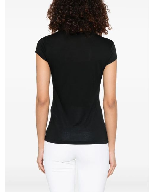 Elisabetta Franchi Black Logo-Patch T-Shirt