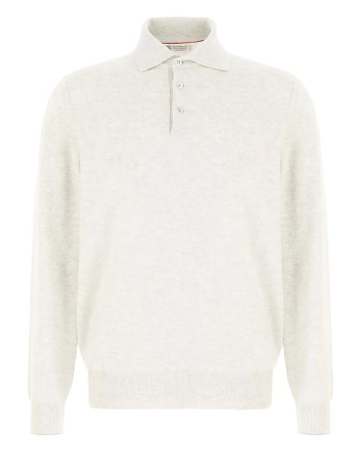 Brunello Cucinelli Kasjmier Trui Met Polokraag in het White voor heren