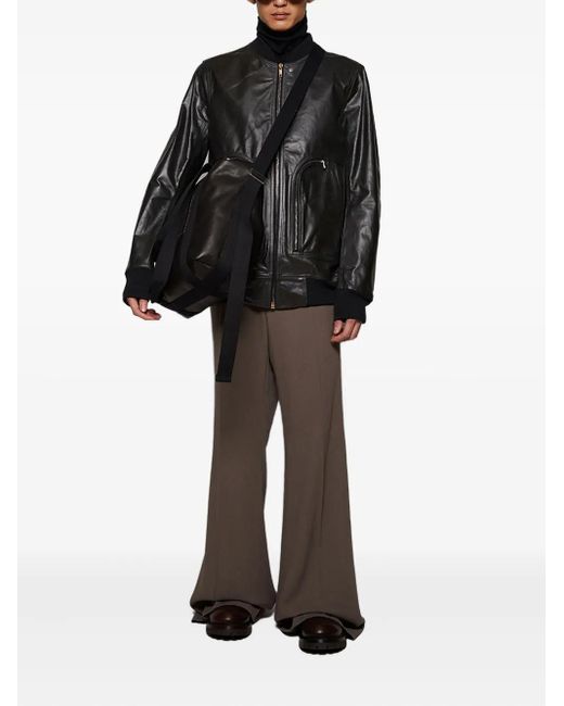 Rick Owens Black Zip-Up Leather Jacket for men