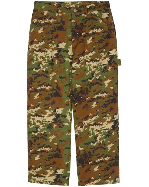 AWAKE NY Green Camouflage-print Straight Trousers for men